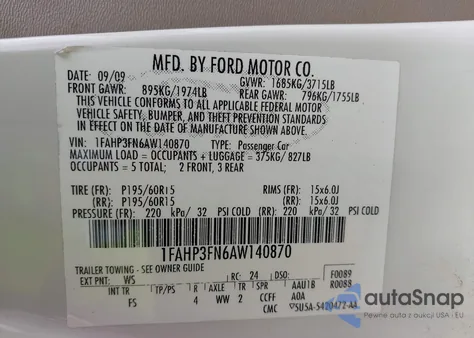 2010 Ford Focus Se from USA, damaged, VIN 1FAHP3FN6AW140870